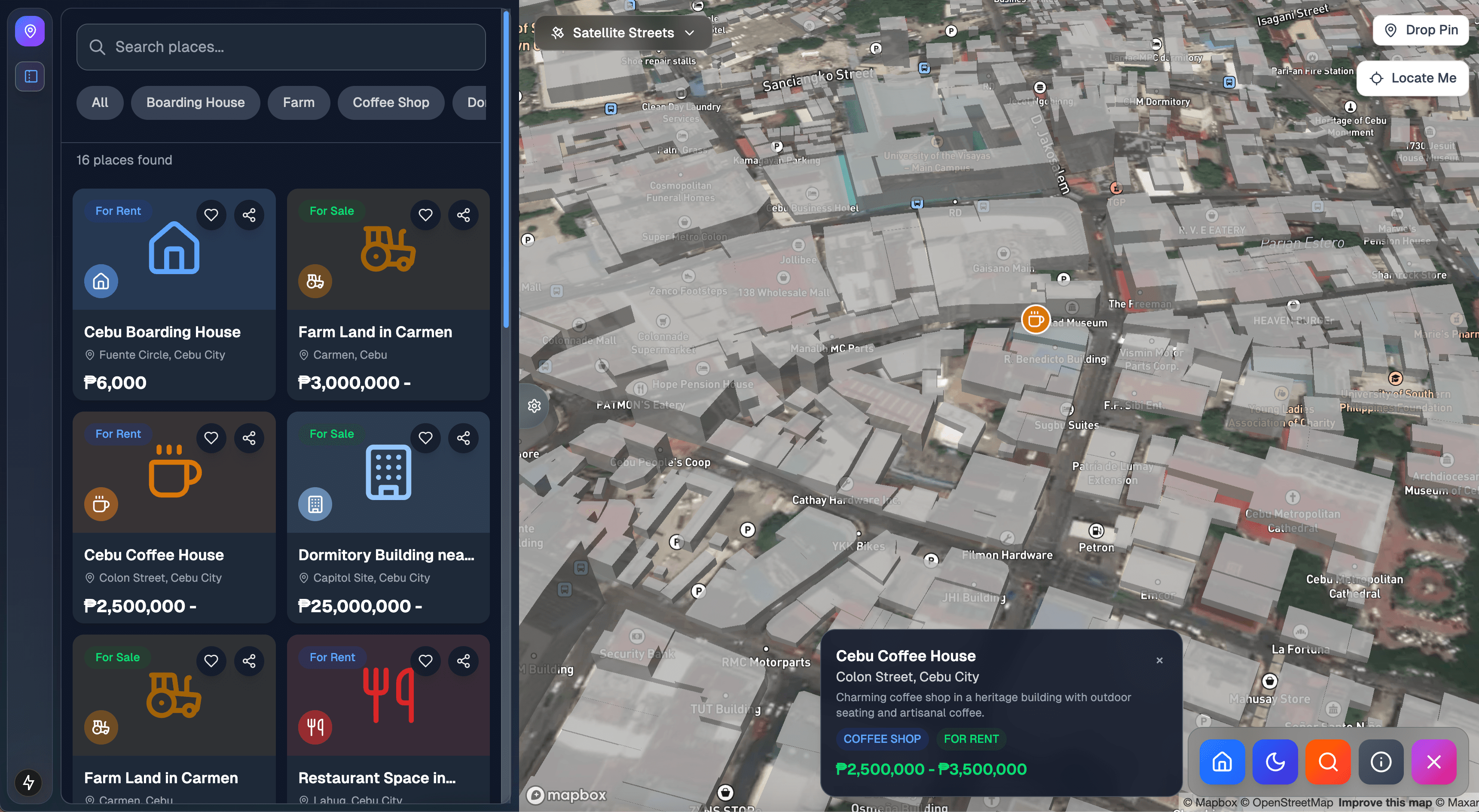 AliPlace map-first property discovery interface